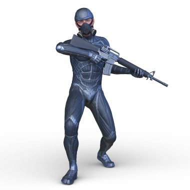 3D rendering of a cyber warrior