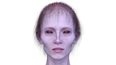 3 boyutlu dişi zombi yüzü.