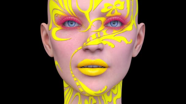 Rendering Woman Face Close — Stock Video