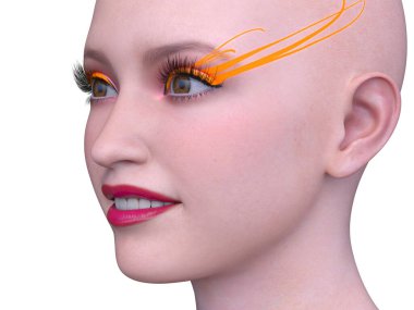 3D rendering of a woman's face close-up clipart