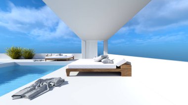 3D rendering of the rooftop swimming pool