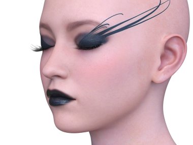 Bir kadının yüzünün 3 boyutlu görüntüsü.