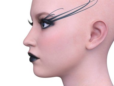 Bir kadının yüzünün 3 boyutlu görüntüsü.