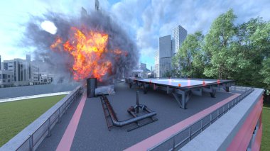 Helikopter pisti yangınının 3 boyutlu görüntüsü