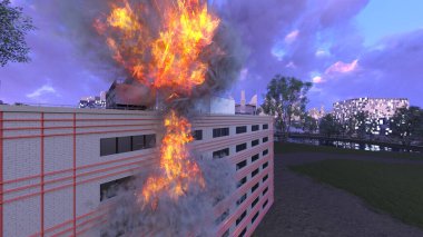 Helikopter pisti yangınının 3 boyutlu görüntüsü