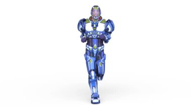 3D rendering of a running cyber man