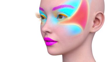 Bir kadının yüzünün 3 boyutlu görüntüsü.