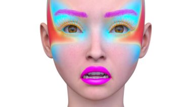 Bir kadının yüzünün 3 boyutlu görüntüsü.