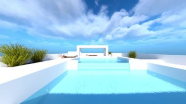 3D rendering of the rooftop swimming pool