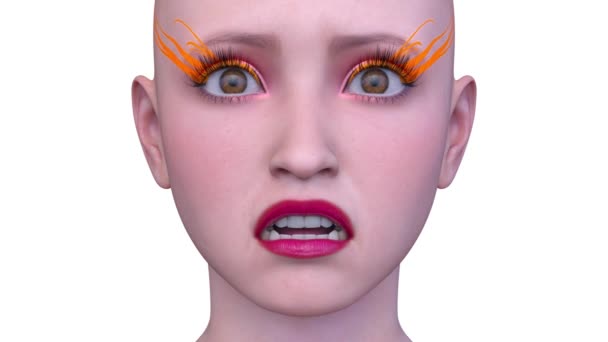 女性面部特写的3D渲染 — 图库视频影像