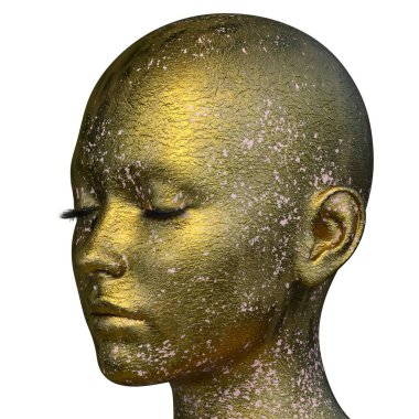 Bir kadının yüzünün 3 boyutlu görüntüsü.