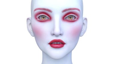 Bir kadının yüzünün 3 boyutlu görüntüsü.