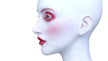 Bir kadının yüzünün 3 boyutlu görüntüsü.