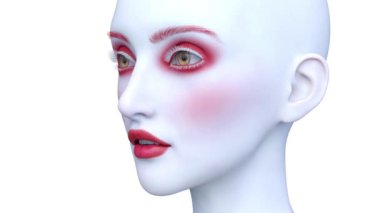 Bir kadının yüzünün 3 boyutlu görüntüsü.