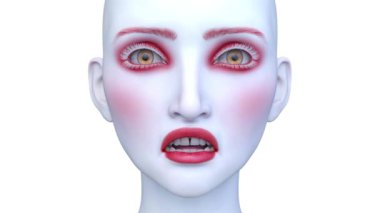 Bir kadının yüzünün 3 boyutlu görüntüsü.