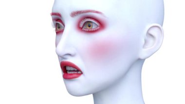 Bir kadının yüzünün 3 boyutlu görüntüsü.