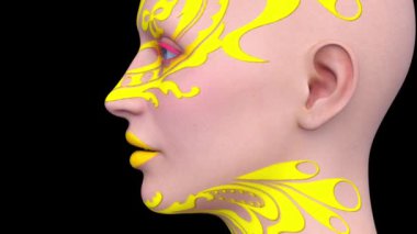 Bir kadının yüzünün 3 boyutlu görüntüsü.