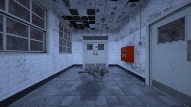 Terk edilmiş binanın kabataslak içerikli 3B görüntülemesi