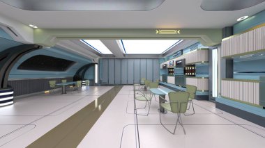 Uzay gemisindeki konferans odasının 3D görüntülemesi