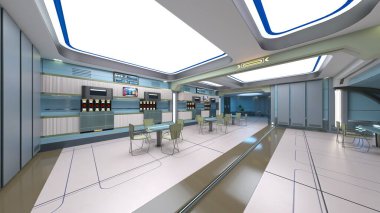 Uzay gemisindeki konferans odasının 3D görüntülemesi