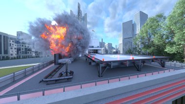 Helikopter pisti yangınının 3 boyutlu görüntüsü