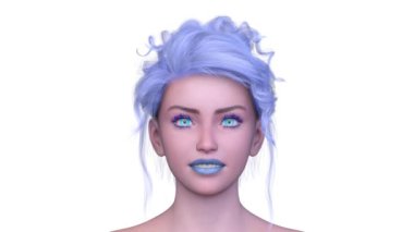 Bir kadının yüzünün 3 boyutlu görüntüsü.