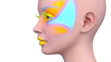 Bir kadının yüzünün 3 boyutlu görüntüsü.