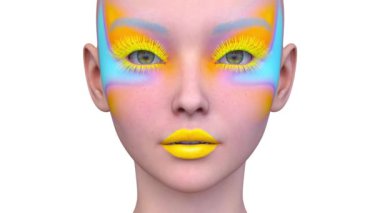 Bir kadının yüzünün 3 boyutlu görüntüsü.