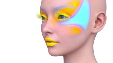 Bir kadının yüzünün 3 boyutlu görüntüsü.