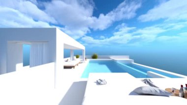 Çatıdaki yüzme havuzunun 3D görüntüsü