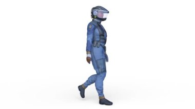 Yürüyen bir siber kadının 3 boyutlu canlandırması