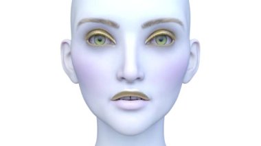 Bir kadının yüzünün 3 boyutlu görüntüsü.