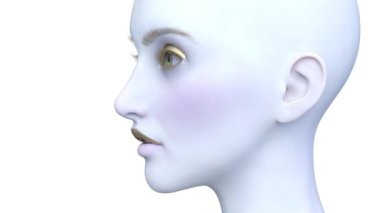Bir kadının yüzünün 3 boyutlu görüntüsü.