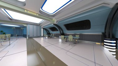 Uzay gemisindeki konferans odasının 3D görüntülemesi