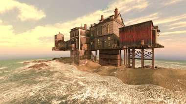 Denizdeki kalenin 3D yansıması