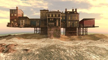 Denizdeki kalenin 3D yansıması