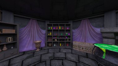 Sihirbaz odasının 3 boyutlu canlandırması