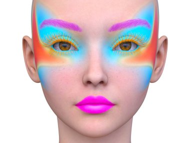 Bir kadının yüzünün 3 boyutlu görüntüsü.