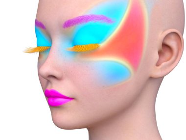 Bir kadının yüzünün 3 boyutlu görüntüsü.