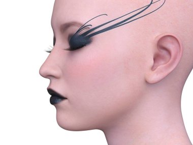 Bir kadının yüzünün 3 boyutlu görüntüsü.