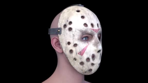 フィールドホッケーマスクの男性の3Dレンダリング — ストック動画