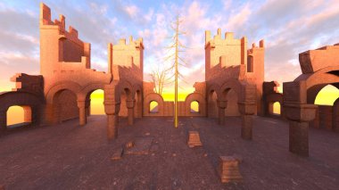 Taş duvarın 3 boyutlu görüntüsü