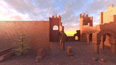 Taş duvarın 3 boyutlu görüntüsü