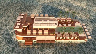 Deniz kıyısındaki tesisin 3D canlandırması