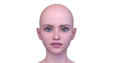 Bir kadının yüzünün 3 boyutlu görüntüsü.