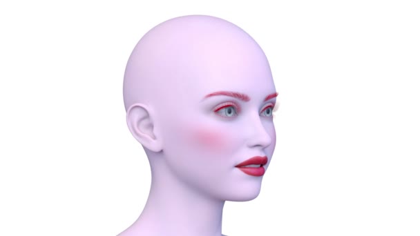 女性の顔をクローズアップした3Dレンダリング — ストック動画
