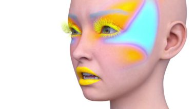 Bir kadının yüzünün 3 boyutlu görüntüsü.