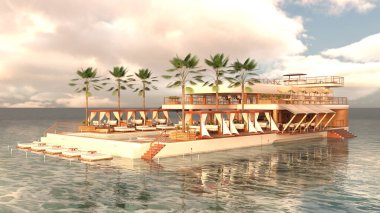 Deniz kıyısındaki tesisin 3D canlandırması