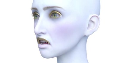 Bir kadının yüzünün 3 boyutlu görüntüsü.