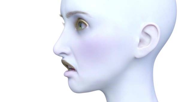 女性の顔をクローズアップした3Dレンダリング — ストック動画
